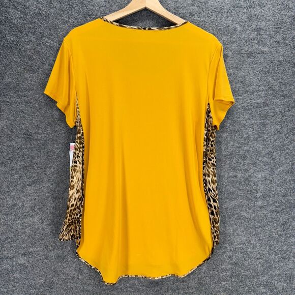 New Nygard T-Shirt Women M Medium Orange Animal Print Short Sleeve Pullover - Picture 2 of 9